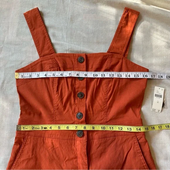 Maeve The Portside Jumpsuit 10 Wide Leg Linen Blend Square Neck Rust Orange NWT - Picture 10 of 15